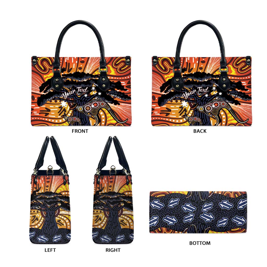 Australia Mother's Day Personalised Leather Bag Kangaroo With Aboriginal Tree Art