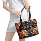 Australia Mother's Day Personalised Leather Tote Bag Kangaroo With Aboriginal Tree Art
