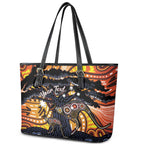 Australia Mother's Day Personalised Leather Tote Bag Kangaroo With Aboriginal Tree Art