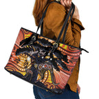 Australia Mother's Day Personalised Leather Tote Bag Kangaroo With Aboriginal Tree Art