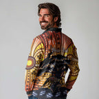 Australia Mother's Day Personalised Long Sleeve Polo Shirt Kangaroo With Aboriginal Tree Art