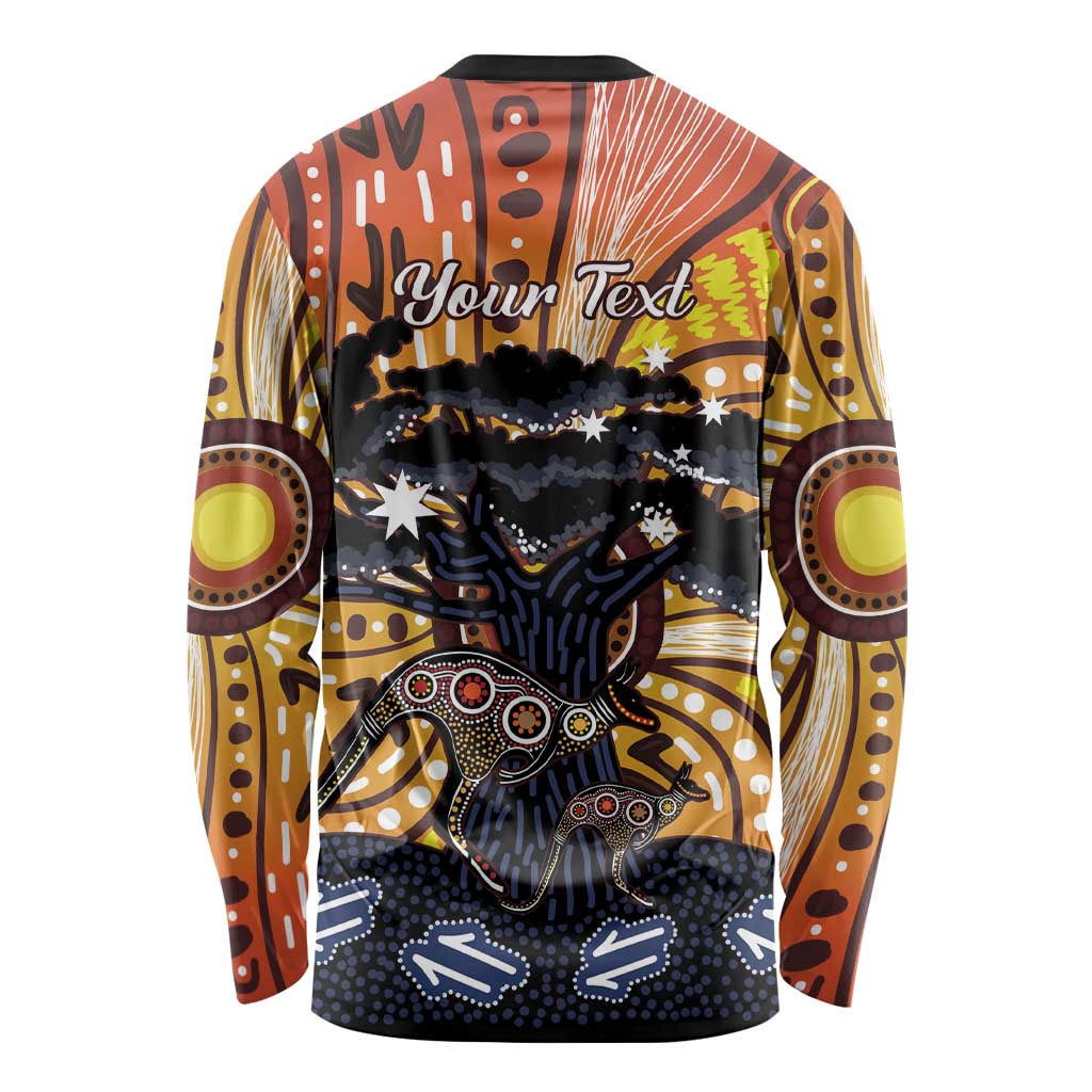 Australia Mother's Day Personalised Long Sleeve Shirt Kangaroo With Aboriginal Tree Art