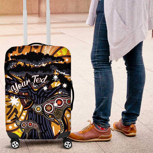 Australia Mother's Day Personalised Luggage Cover Kangaroo With Aboriginal Tree Art