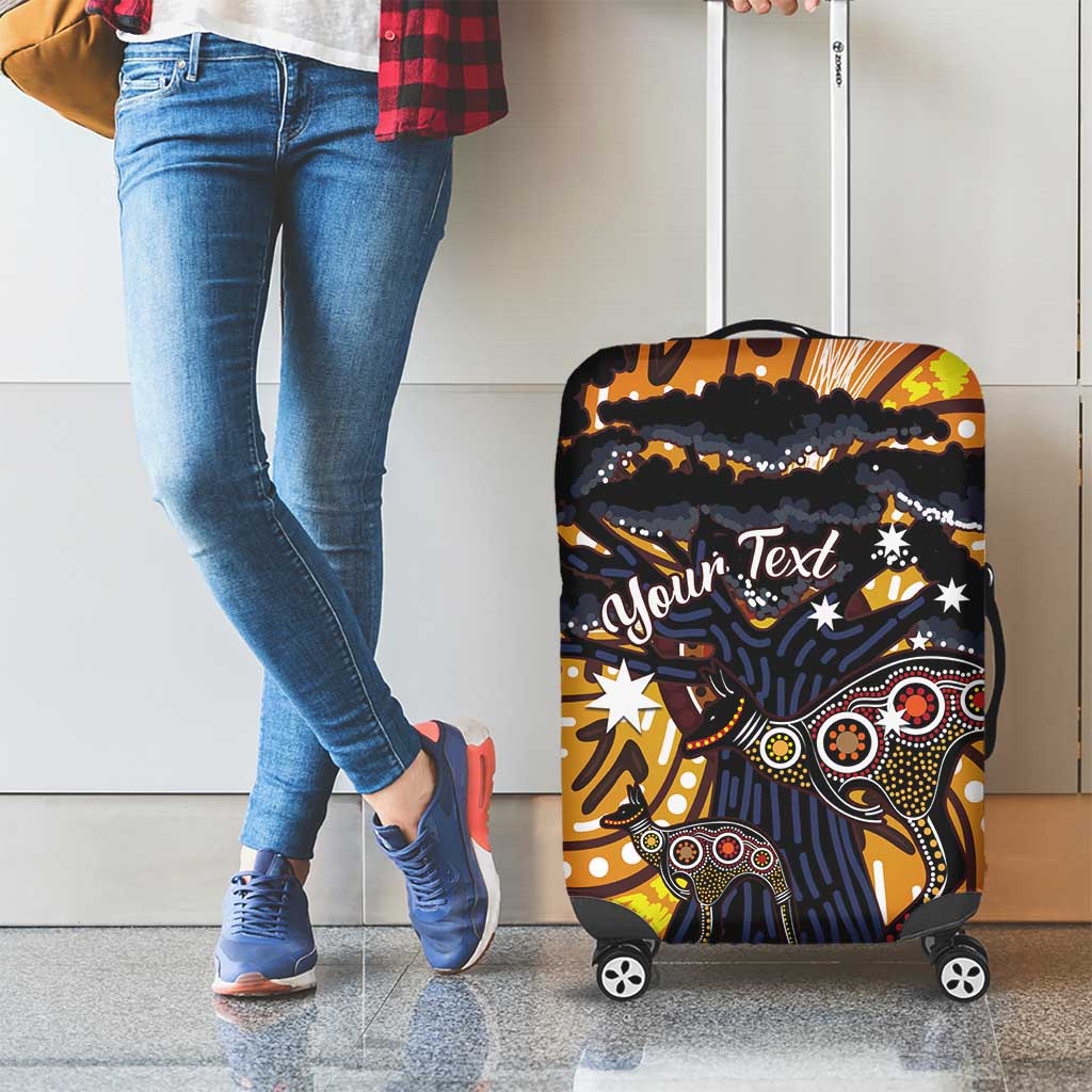 Australia Mother's Day Personalised Luggage Cover Kangaroo With Aboriginal Tree Art
