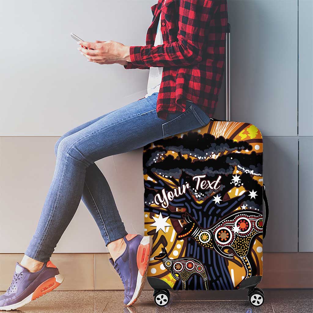 Australia Mother's Day Personalised Luggage Cover Kangaroo With Aboriginal Tree Art