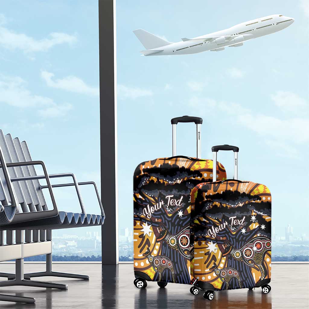 Australia Mother's Day Personalised Luggage Cover Kangaroo With Aboriginal Tree Art