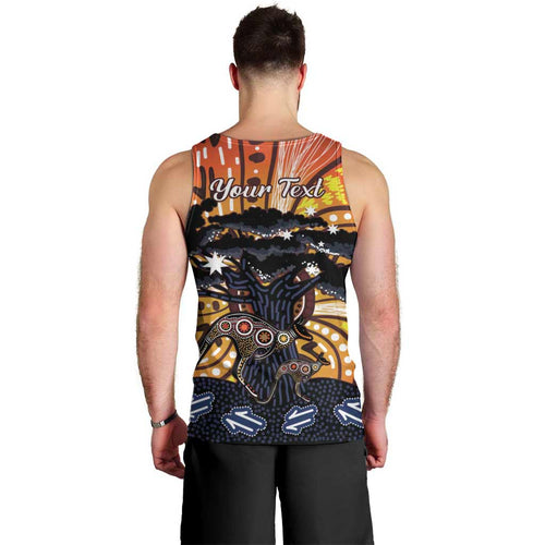 Australia Mother's Day Personalised Men Tank Top Kangaroo With Aboriginal Tree Art