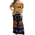 Australia Mother's Day Personalised Off Shoulder Maxi Dress Kangaroo With Aboriginal Tree Art
