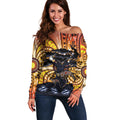 Australia Mother's Day Personalised Off Shoulder Sweater Kangaroo With Aboriginal Tree Art