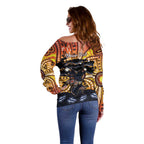 Australia Mother's Day Personalised Off Shoulder Sweater Kangaroo With Aboriginal Tree Art