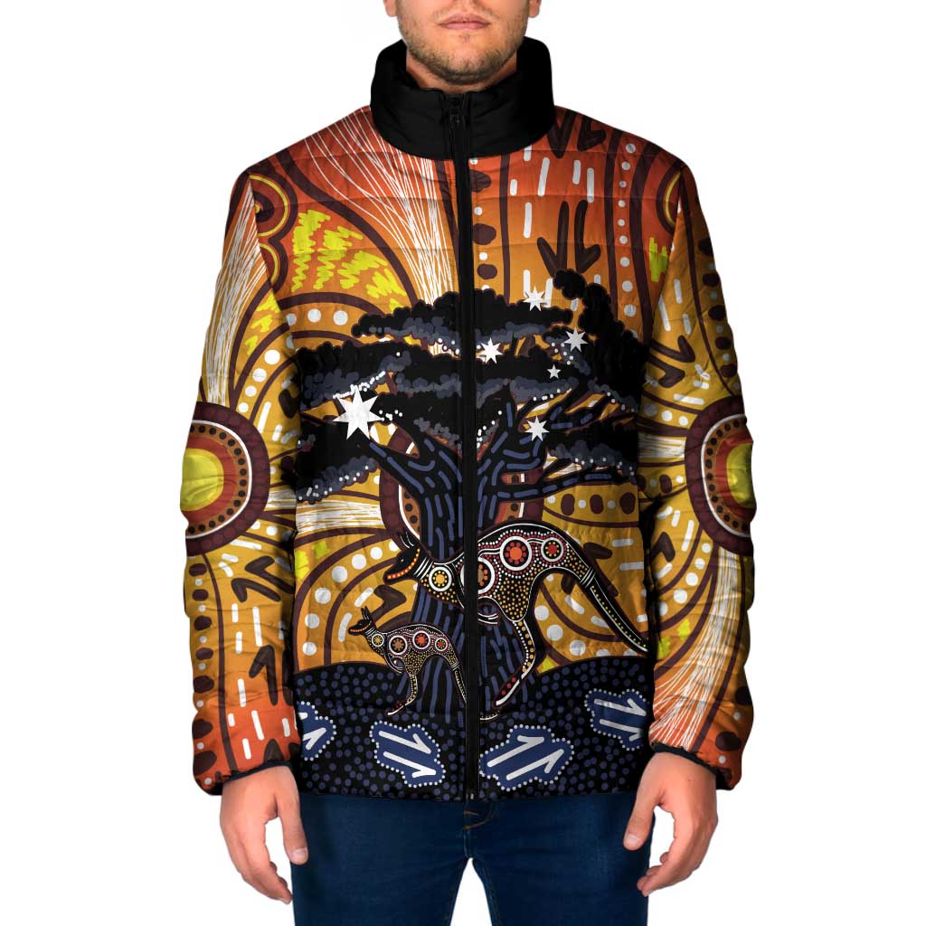 Australia Mother's Day Personalised Padded Jacket Kangaroo With Aboriginal Tree Art
