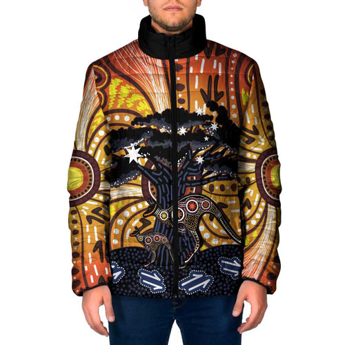 Australia Mother's Day Personalised Padded Jacket Kangaroo With Aboriginal Tree Art