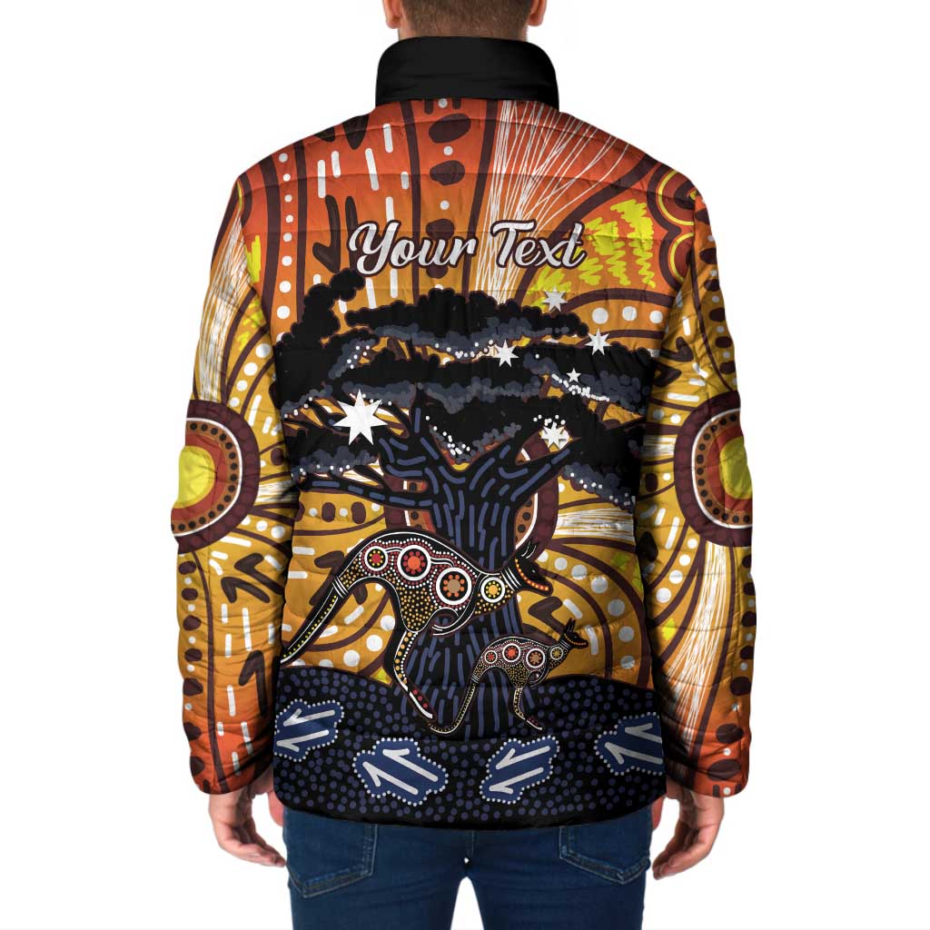 Australia Mother's Day Personalised Padded Jacket Kangaroo With Aboriginal Tree Art