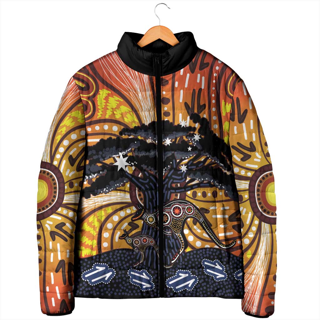 Australia Mother's Day Personalised Padded Jacket Kangaroo With Aboriginal Tree Art
