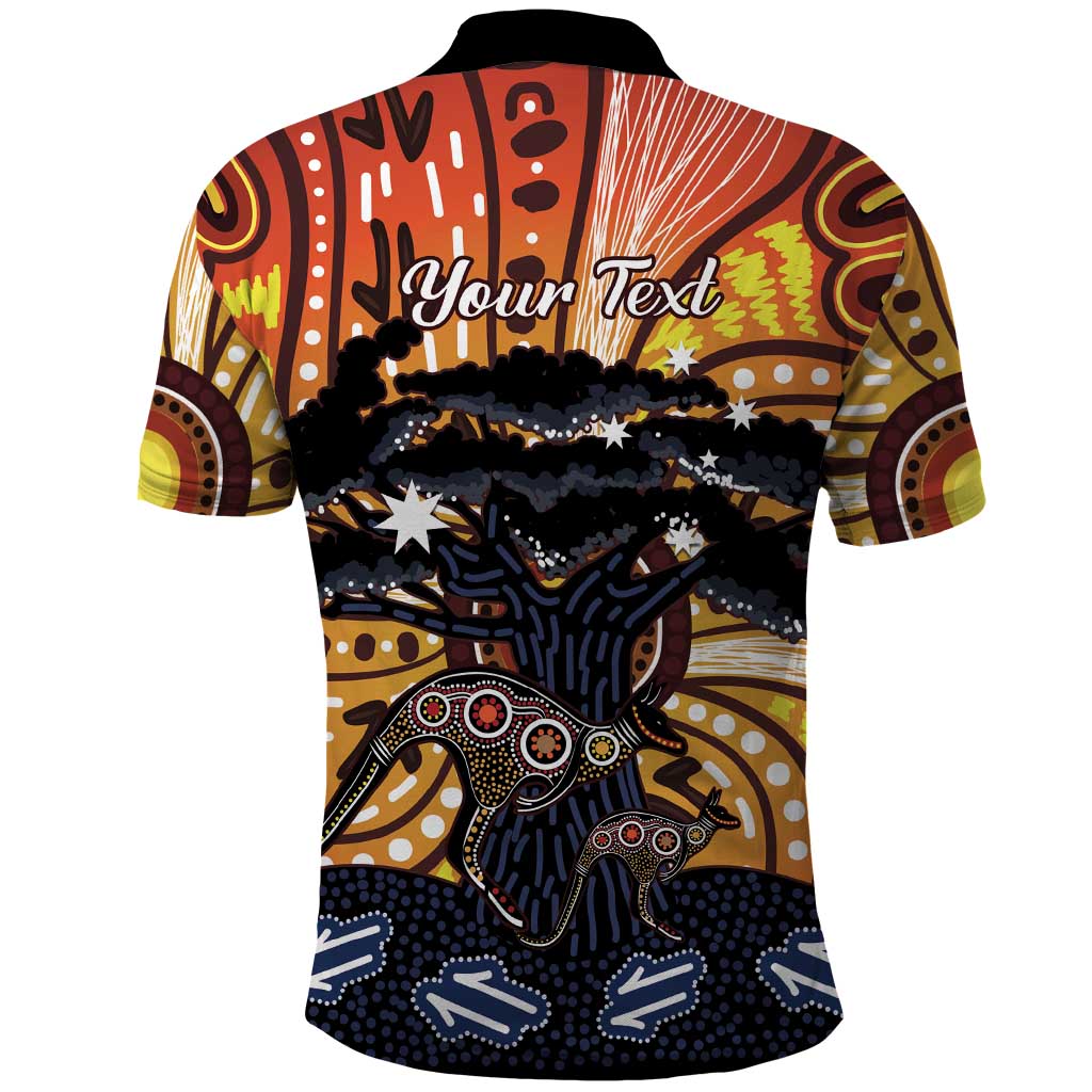 Australia Mother's Day Personalised Polo Shirt Kangaroo With Aboriginal Tree Art