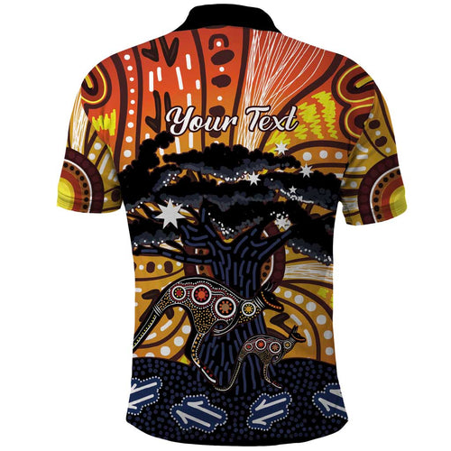 Australia Mother's Day Personalised Polo Shirt Kangaroo With Aboriginal Tree Art