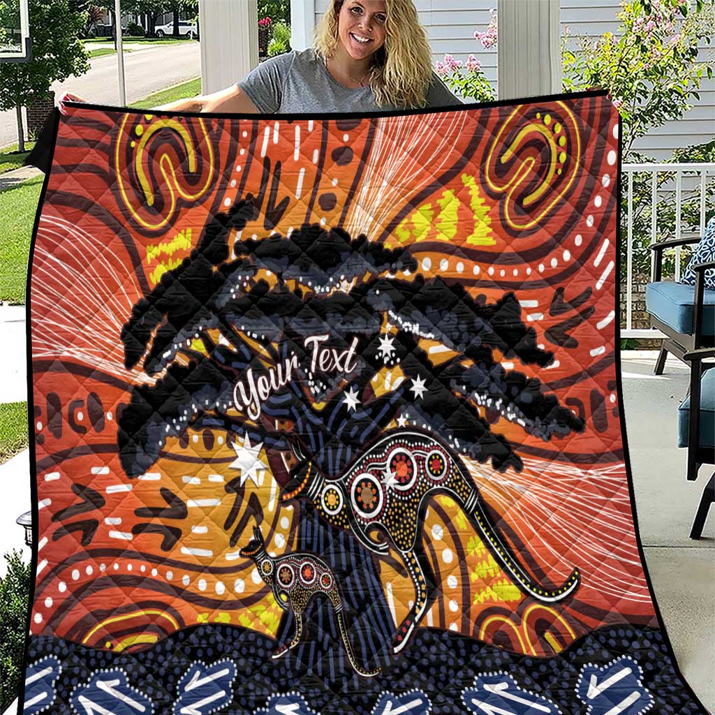 Australia Mother's Day Personalised Quilt Kangaroo With Aboriginal Tree Art