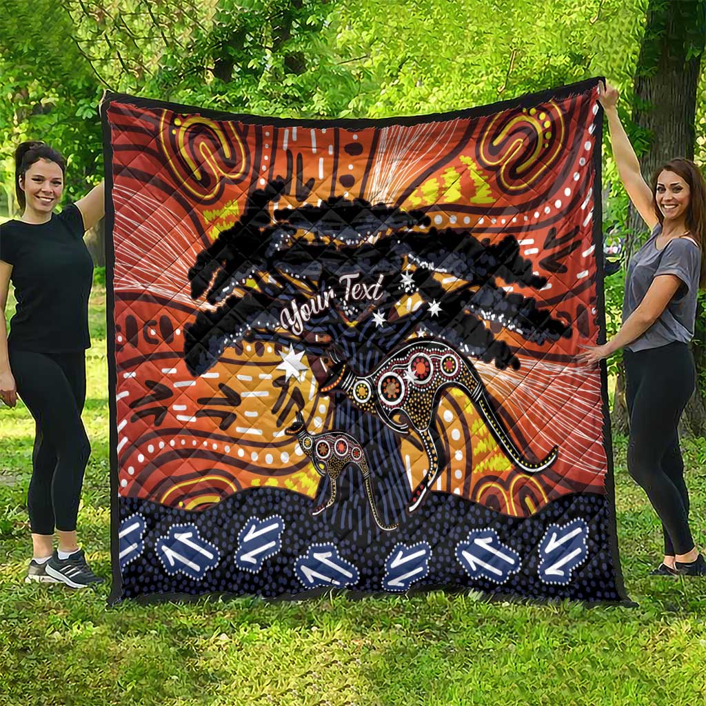 Australia Mother's Day Personalised Quilt Kangaroo With Aboriginal Tree Art