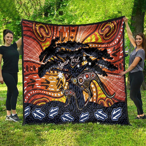 Australia Mother's Day Personalised Quilt Kangaroo With Aboriginal Tree Art