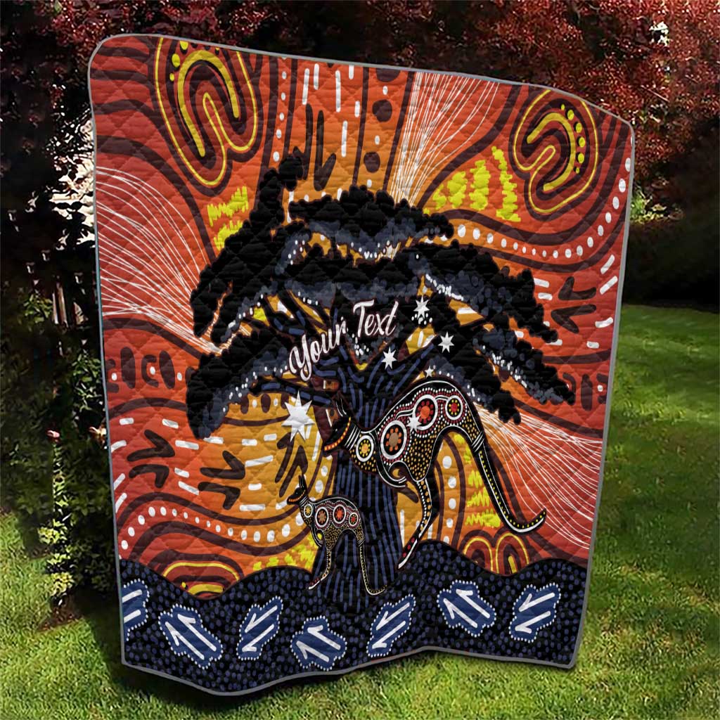 Australia Mother's Day Personalised Quilt Kangaroo With Aboriginal Tree Art