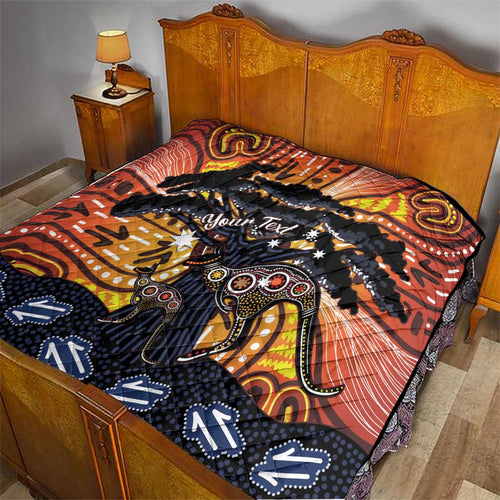Australia Mother's Day Personalised Quilt Kangaroo With Aboriginal Tree Art