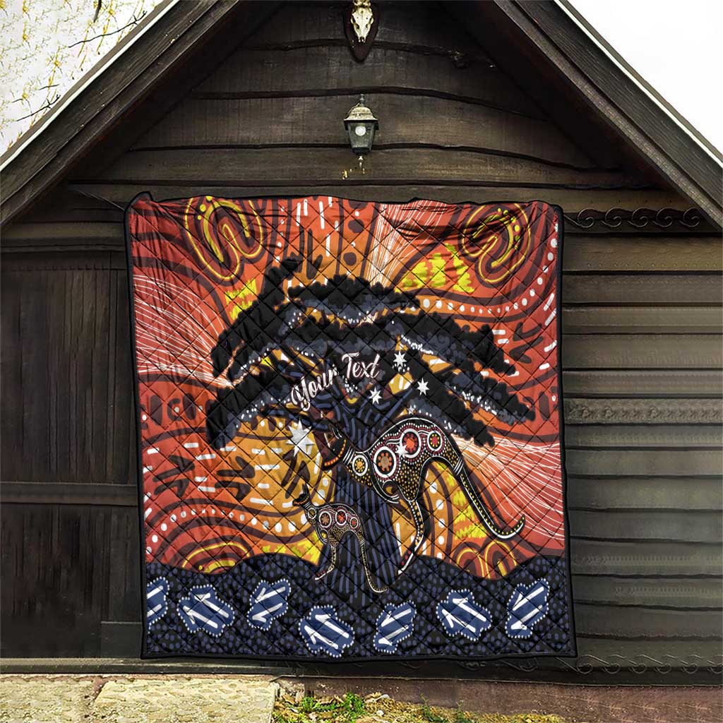 Australia Mother's Day Personalised Quilt Kangaroo With Aboriginal Tree Art