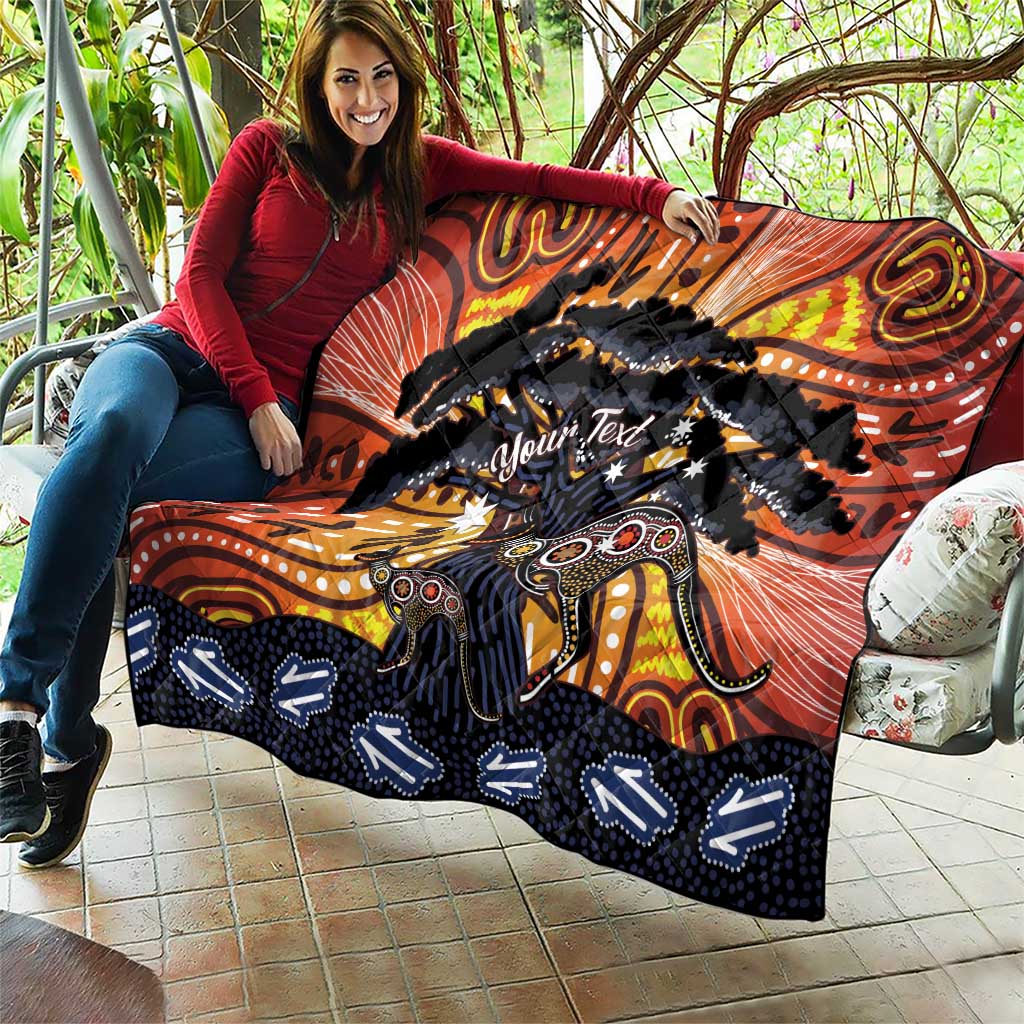 Australia Mother's Day Personalised Quilt Kangaroo With Aboriginal Tree Art