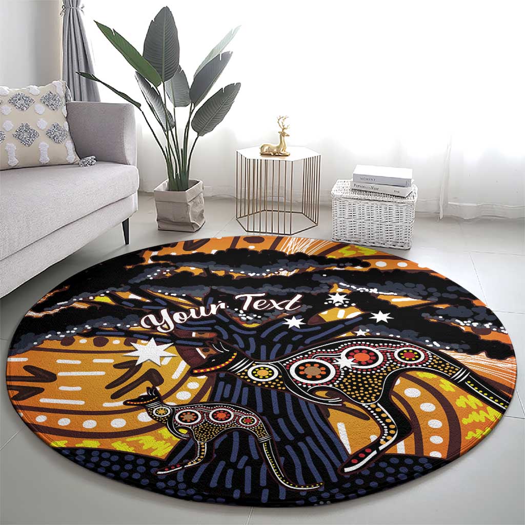 Australia Mother's Day Personalised Round Carpet Kangaroo With Aboriginal Tree Art