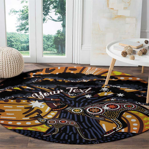 Australia Mother's Day Personalised Round Carpet Kangaroo With Aboriginal Tree Art