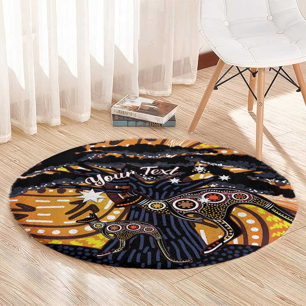 Australia Mother's Day Personalised Round Carpet Kangaroo With Aboriginal Tree Art