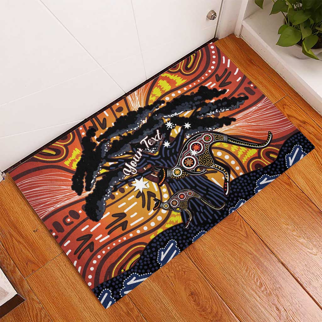 Australia Mother's Day Personalised Rubber Doormat Kangaroo With Aboriginal Tree Art
