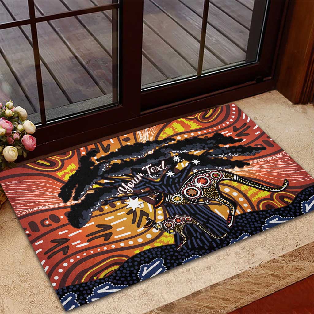 Australia Mother's Day Personalised Rubber Doormat Kangaroo With Aboriginal Tree Art