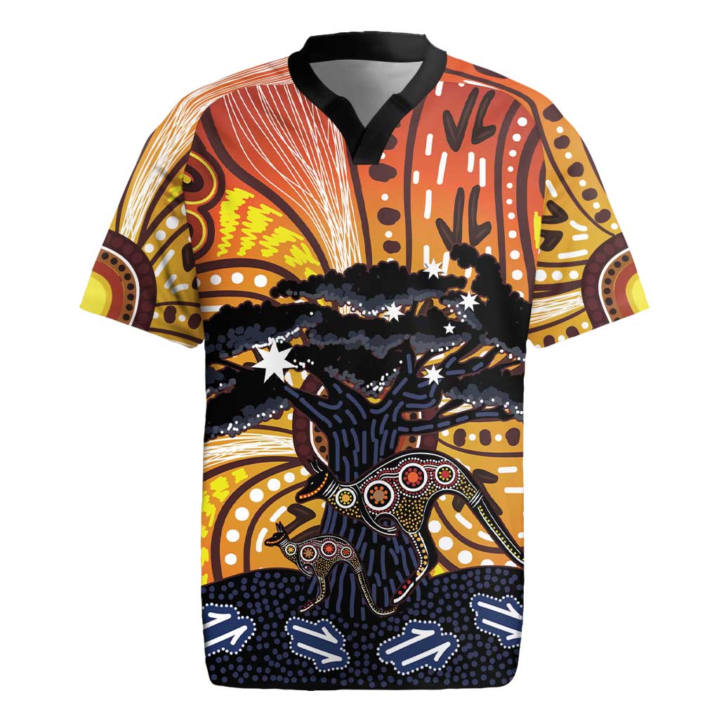 Australia Mother's Day Personalised Rugby Jersey Kangaroo With Aboriginal Tree Art