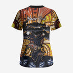 Australia Mother's Day Personalised Scrub Top Kangaroo With Aboriginal Tree Art