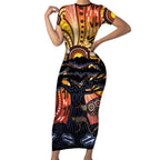 Australia Mother's Day Personalised Short Sleeve Bodycon Dress Kangaroo With Aboriginal Tree Art