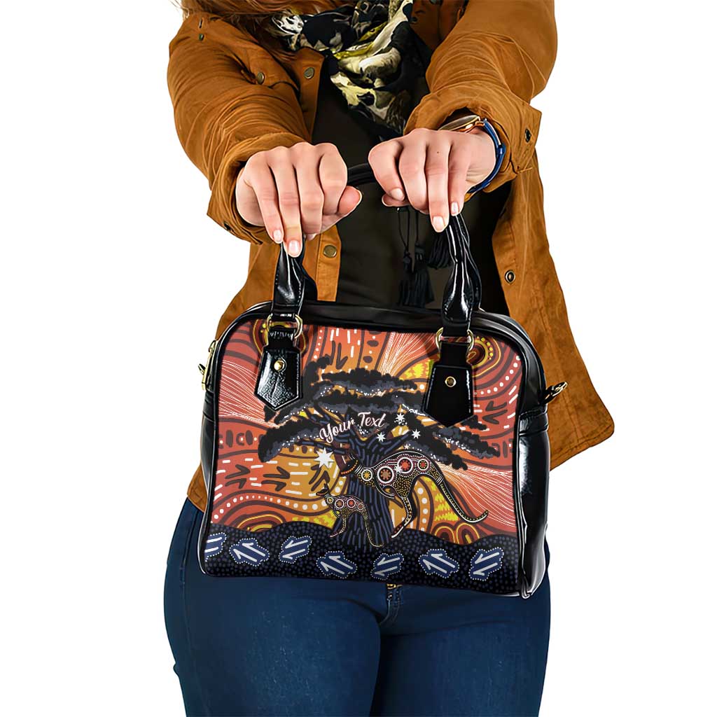 Australia Mother's Day Personalised Shoulder Handbag Kangaroo With Aboriginal Tree Art