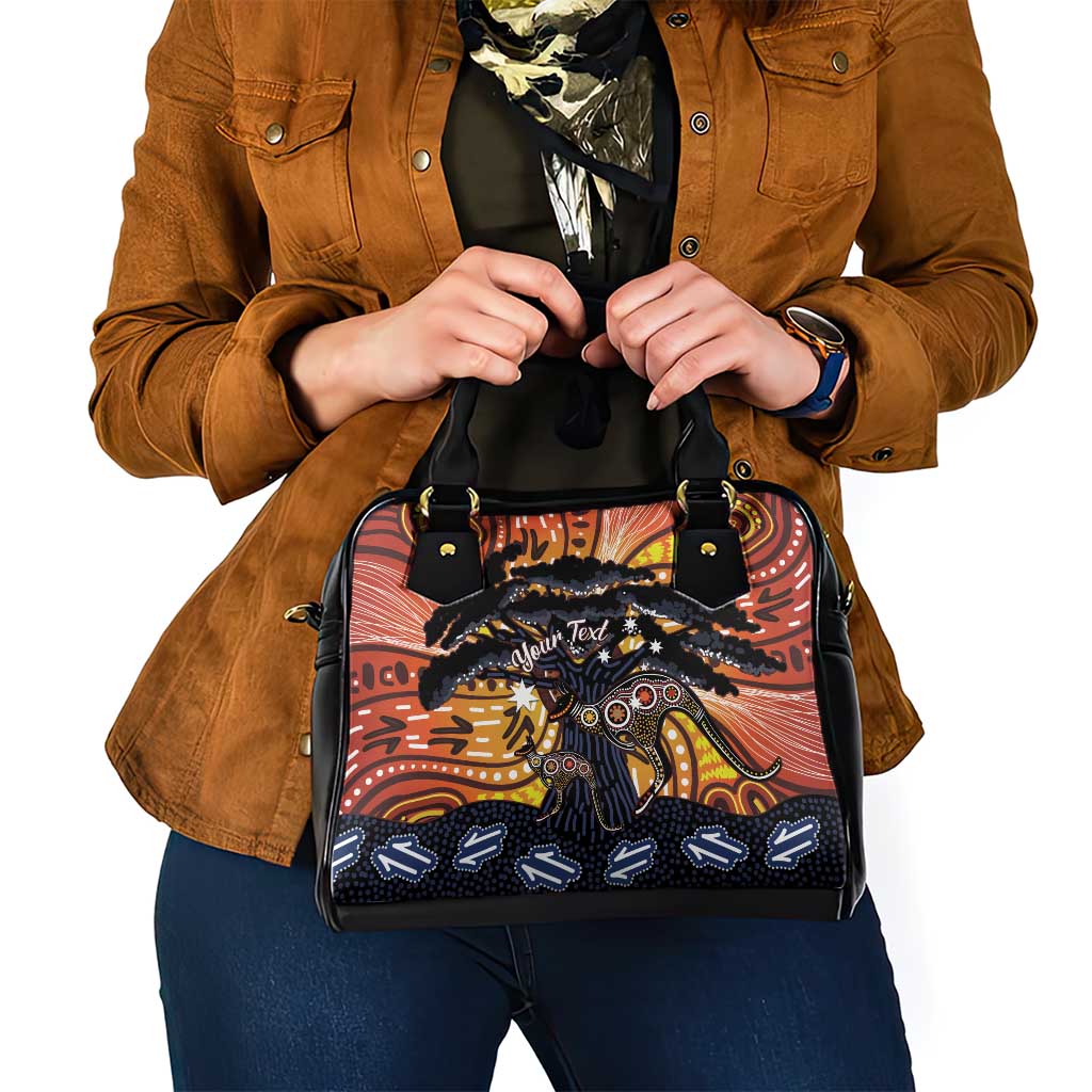 Australia Mother's Day Personalised Shoulder Handbag Kangaroo With Aboriginal Tree Art