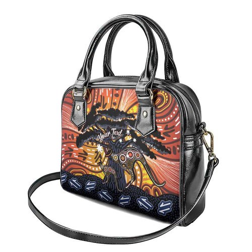 Australia Mother's Day Personalised Shoulder Handbag Kangaroo With Aboriginal Tree Art