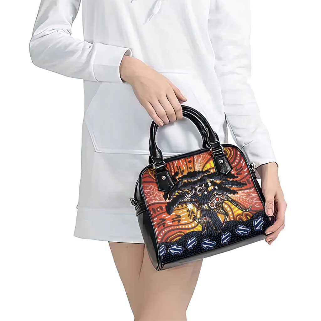 Australia Mother's Day Personalised Shoulder Handbag Kangaroo With Aboriginal Tree Art