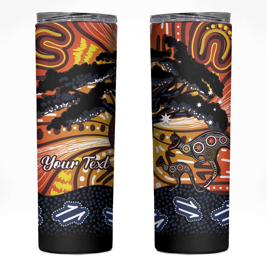 Australia Mother's Day Personalised Skinny Tumbler Kangaroo With Aboriginal Tree Art