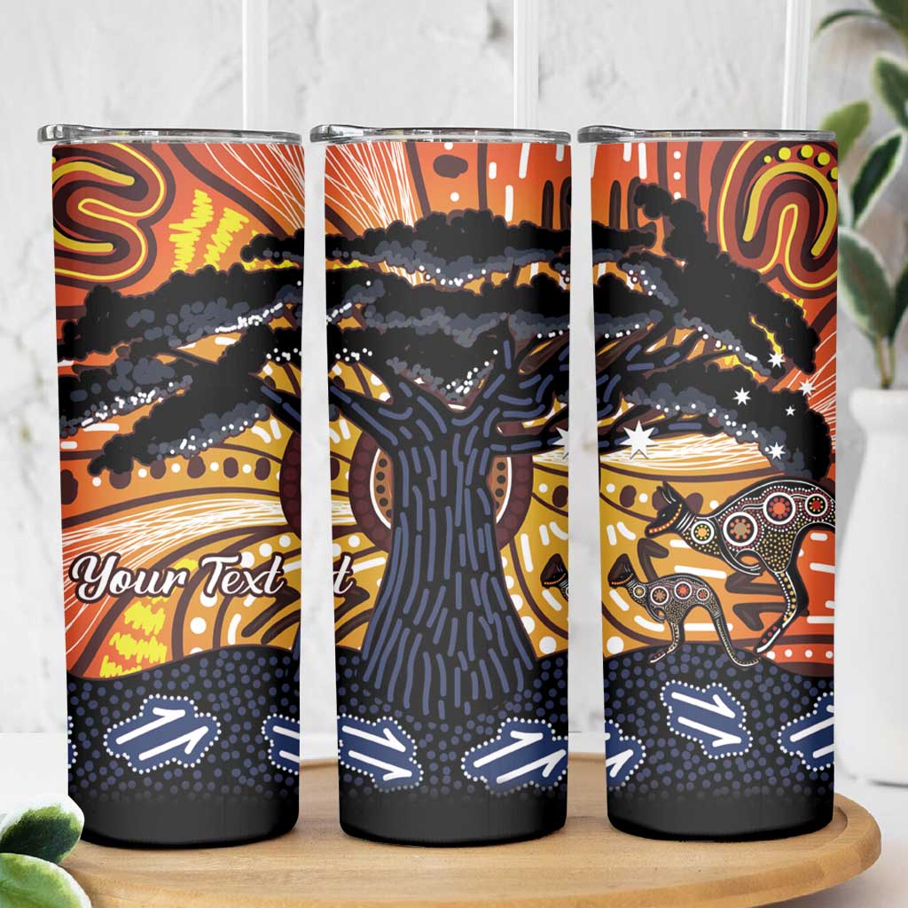 Australia Mother's Day Personalised Skinny Tumbler Kangaroo With Aboriginal Tree Art