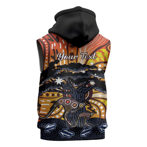 Australia Mother's Day Personalised Sleeveless Zip Hoodie Kangaroo With Aboriginal Tree Art