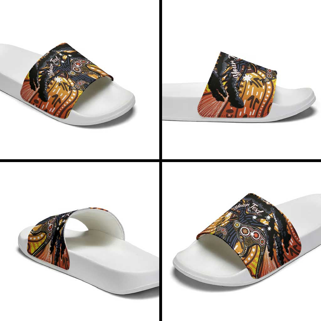 Australia Mother's Day Personalised Slide Sandals Kangaroo With Aboriginal Tree Art