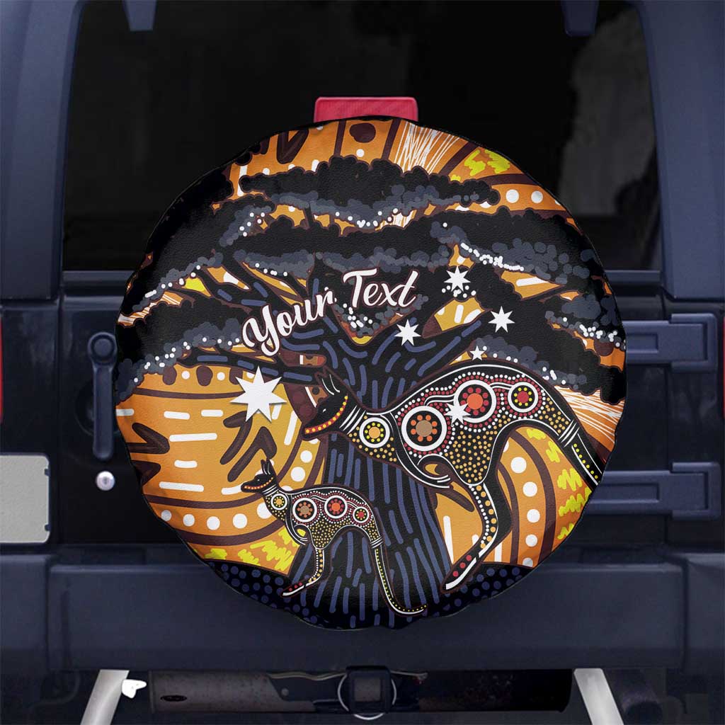 Australia Mother's Day Personalised Spare Tire Cover Kangaroo With Aboriginal Tree Art