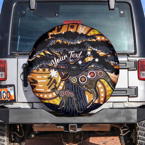 Australia Mother's Day Personalised Spare Tire Cover Kangaroo With Aboriginal Tree Art