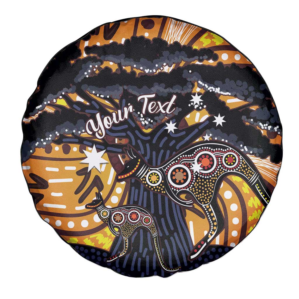 Australia Mother's Day Personalised Spare Tire Cover Kangaroo With Aboriginal Tree Art