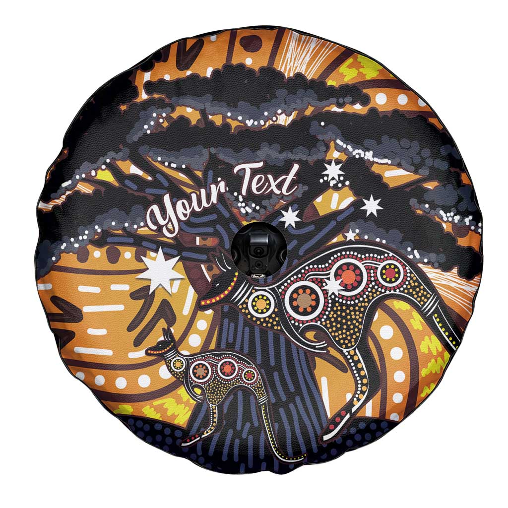 Australia Mother's Day Personalised Spare Tire Cover Kangaroo With Aboriginal Tree Art