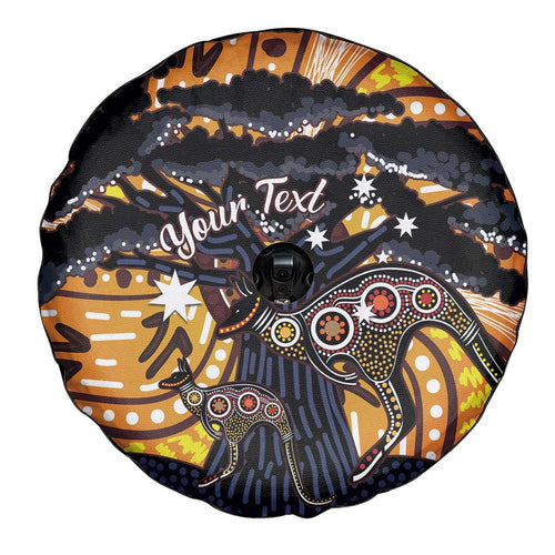 Australia Mother's Day Personalised Spare Tire Cover Kangaroo With Aboriginal Tree Art