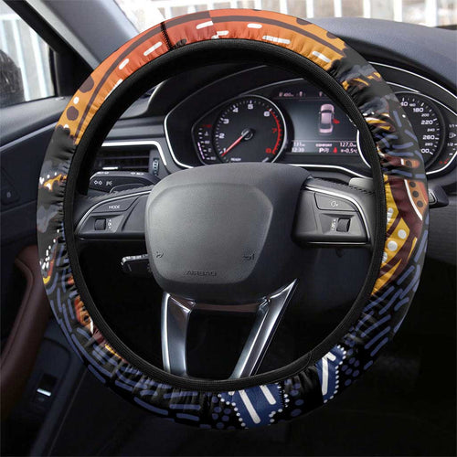 Australia Mother's Day Steering Wheel Cover Kangaroo With Aboriginal Tree Art