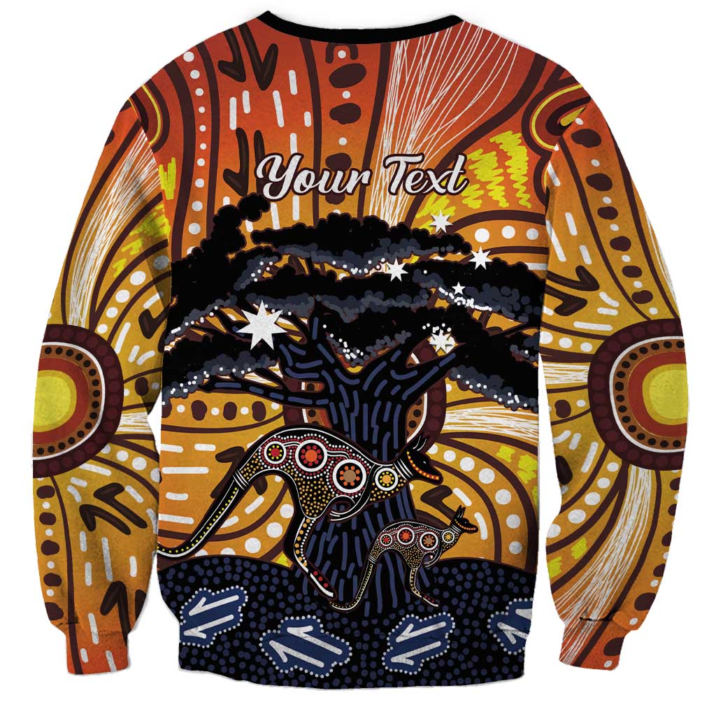 Australia Mother's Day Personalised Sweatshirt Kangaroo With Aboriginal Tree Art